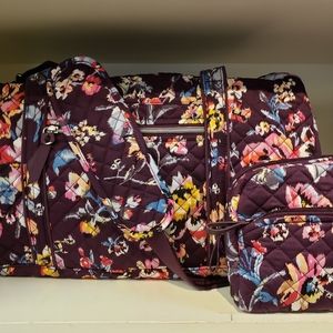Vera Bradley "Indiana Rose" Bundle; Duffel; Cosmetic; Lip Case; Floral; NWT